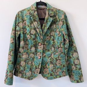 Liz Claiborne Floral Corduroy blazer jacket elbow patches